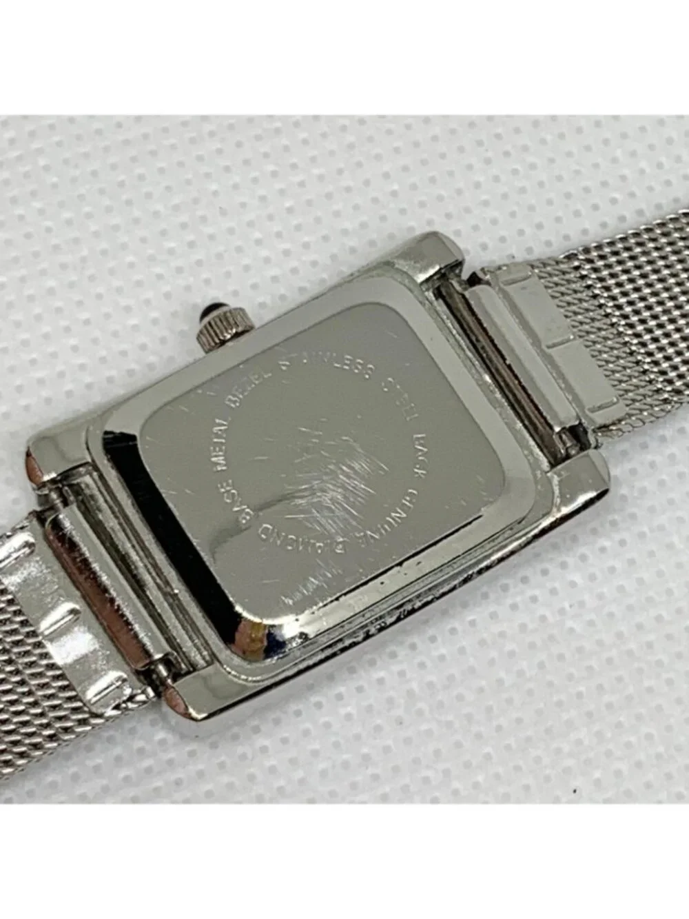 Vintage Genevex women’s watch silver tone black dial 21mm mesh band  running